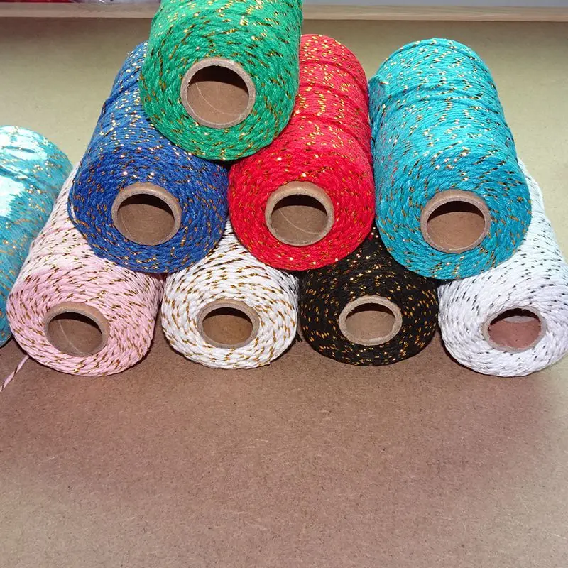 Thread Solid Cotton Rope 100m Double Colour Cotton Thread Decorative Packaging Cotton 2mm Jute Mercerized Embroidery Threads