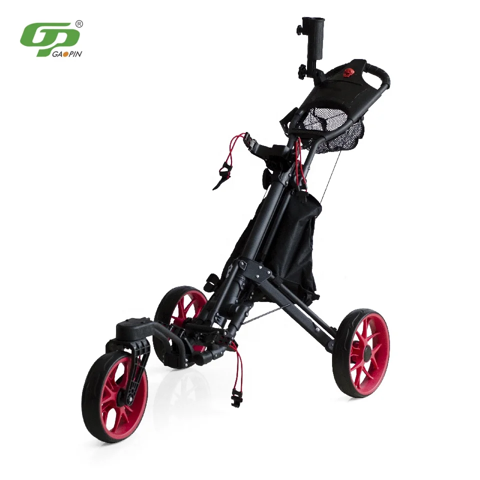Hot Sales 360 Degree Rotating Front Wheel Aluminum Easy Folding 3 Wheels Golf Trolley Compact Golf Push Trolley for Clubs