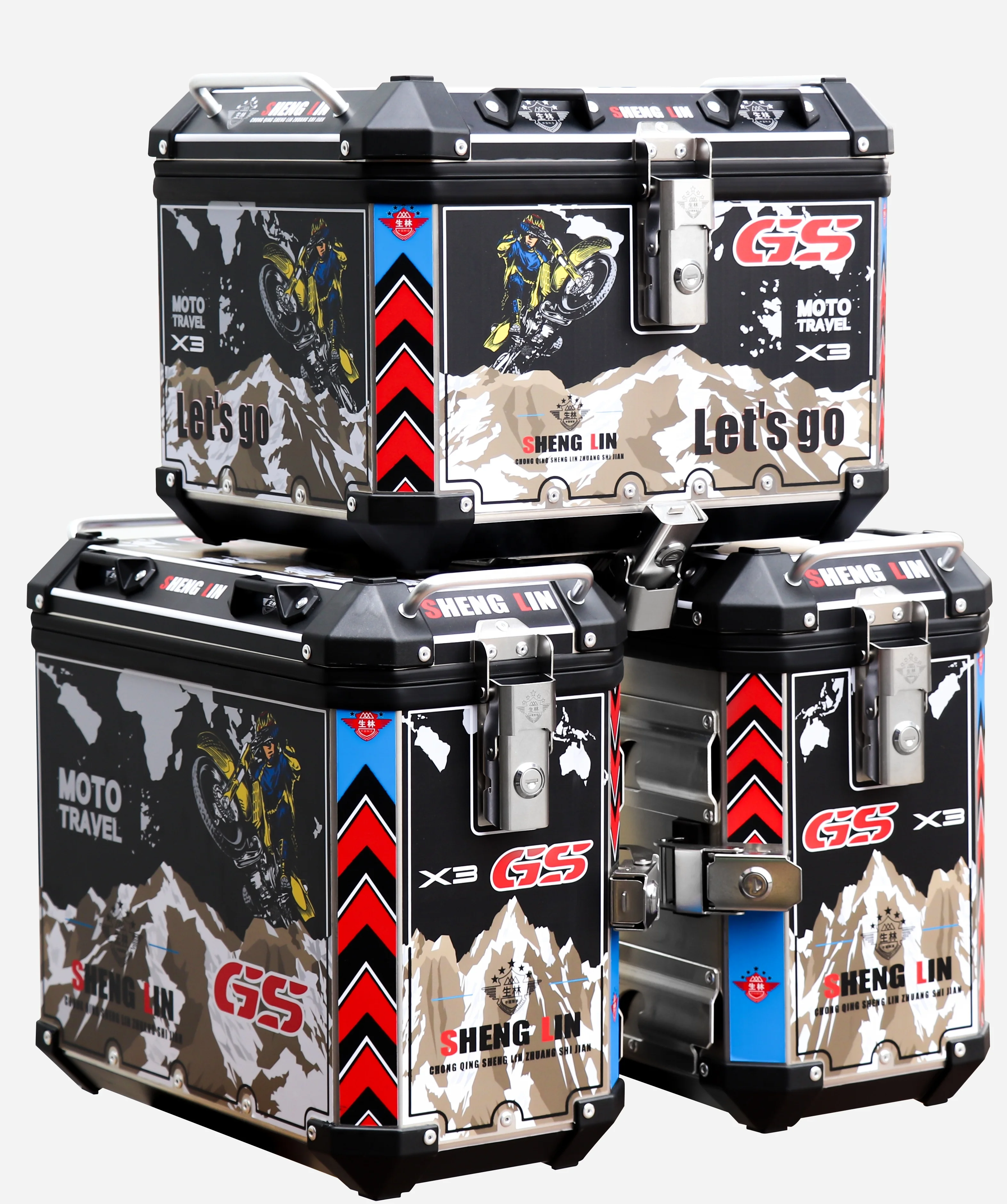 SHENGLIN 2021 Colorful and Aluminum Alloy Material Motorcycle Side Box and Tail Box