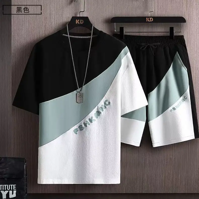 Direct Delivery In Stock Summer Tracksuit Sets Short Sleeve T-shirt Shorts Set Casual Sports Suit For Men