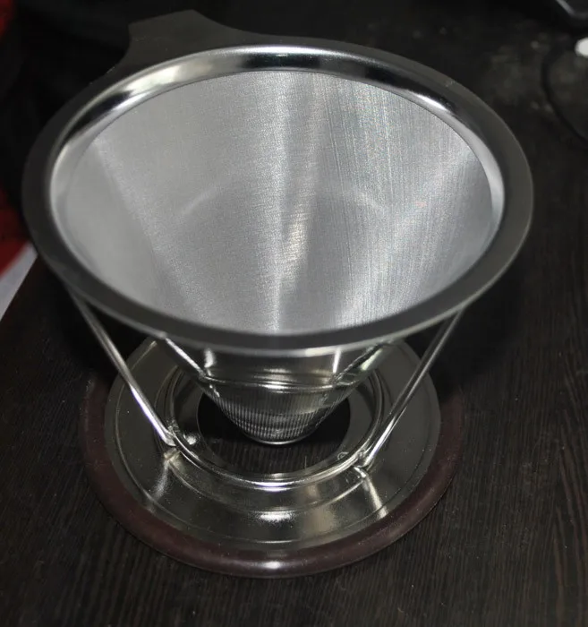 Reusable Double Layer 304 Stainless Steel Coffee Filter Holder Pour Over Coffees Dripper Mesh for Single Cup Brew