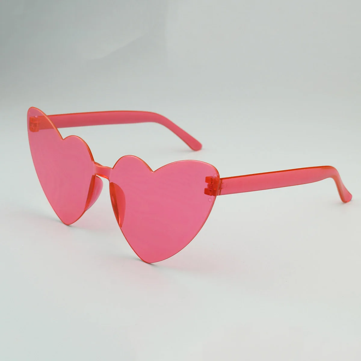 Peach Heart Sunglasses Love Sunglasses Jelly Color Frameless Heart Shaped One-Piece Glasses Dazzling Color Glasses