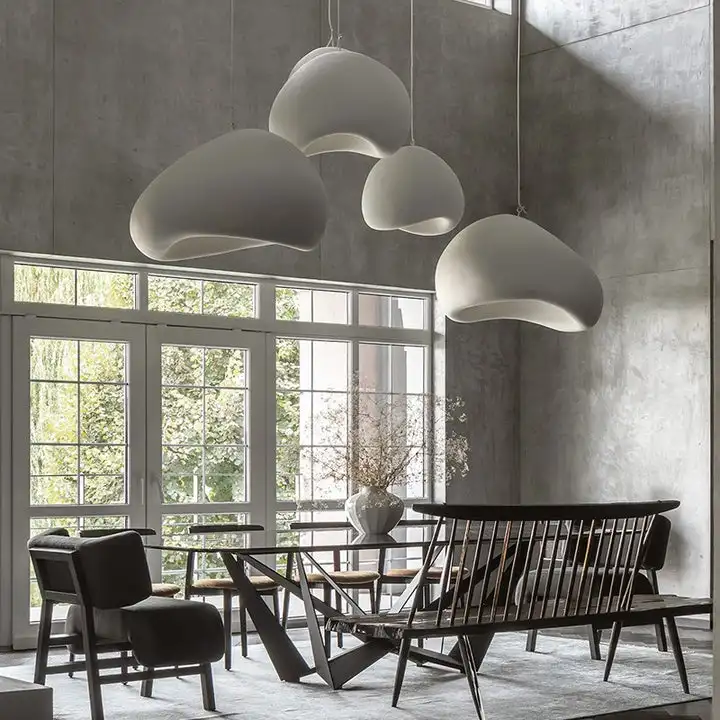 Oriental Tone Art Mushroom Cloud Pendant Light for Living Room Bedroom Dinning Room