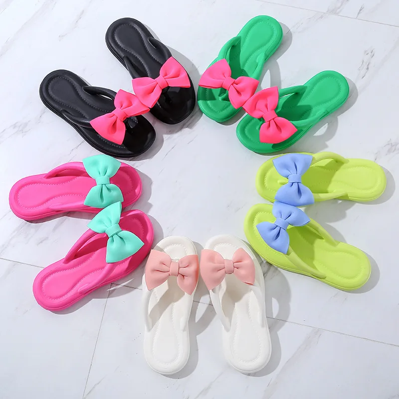 New Bow Flip-flops Cute Fairy Sandals Step On The Cloud Home Beach Anti-slip Slippers