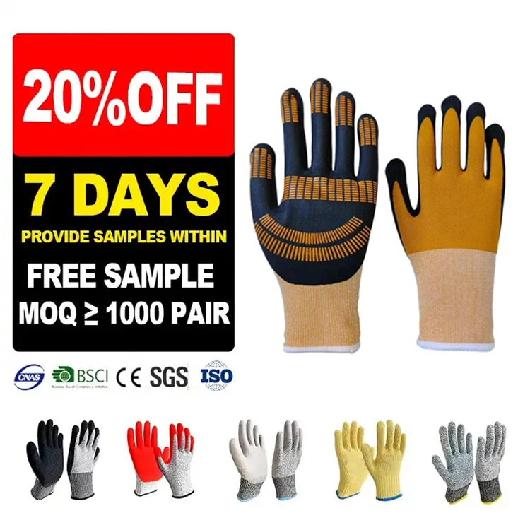 Sunnyhope Nitrile foaming gloves dot pvc foam nitrile gloves anti slip Construction Gloves Industrial Safety