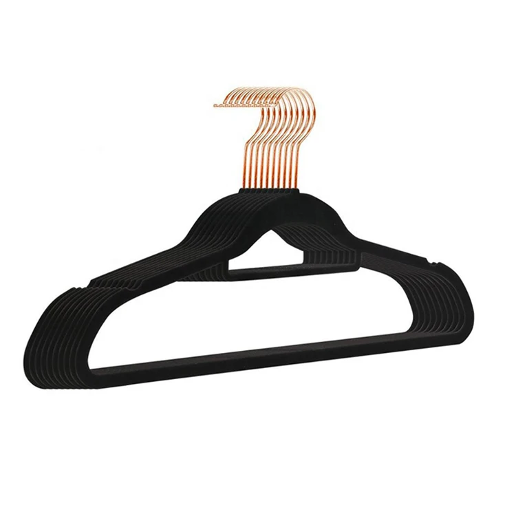 Assessed Supplier 360 Degree Rotatable Hook Soft Cloth Hanger Velvet Hanger Black 50 Pack