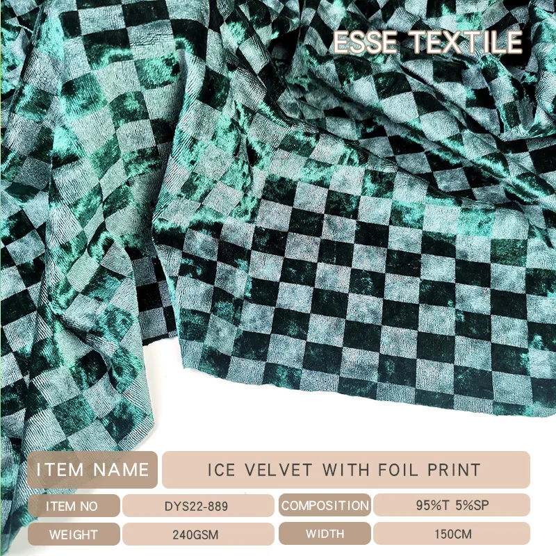 CRUSH VELVET FABRIC ICE VELVET KS KOREAN STRETCH FOIL PRINT VELOUR WARP KNITTING KOREA POLYESTER SPANDEX FOR DRESS INDIA