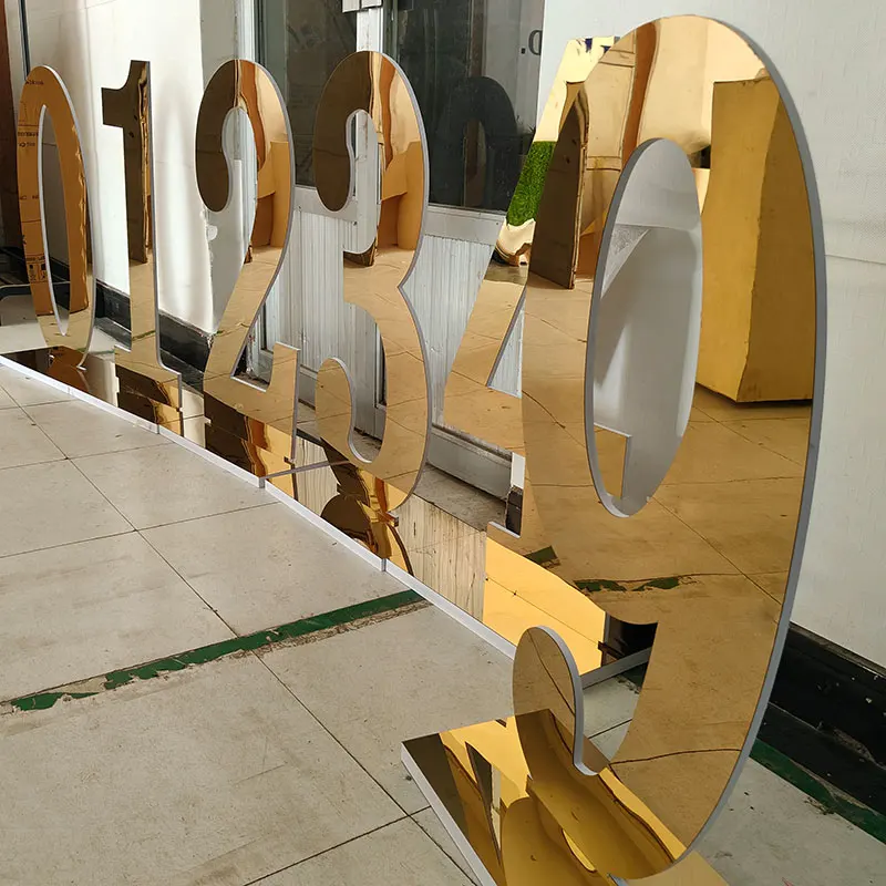 2024 Hot Selling Golden Metal Large 2Ft 3Ft 4Ft Big Marquee Letters Numbers
