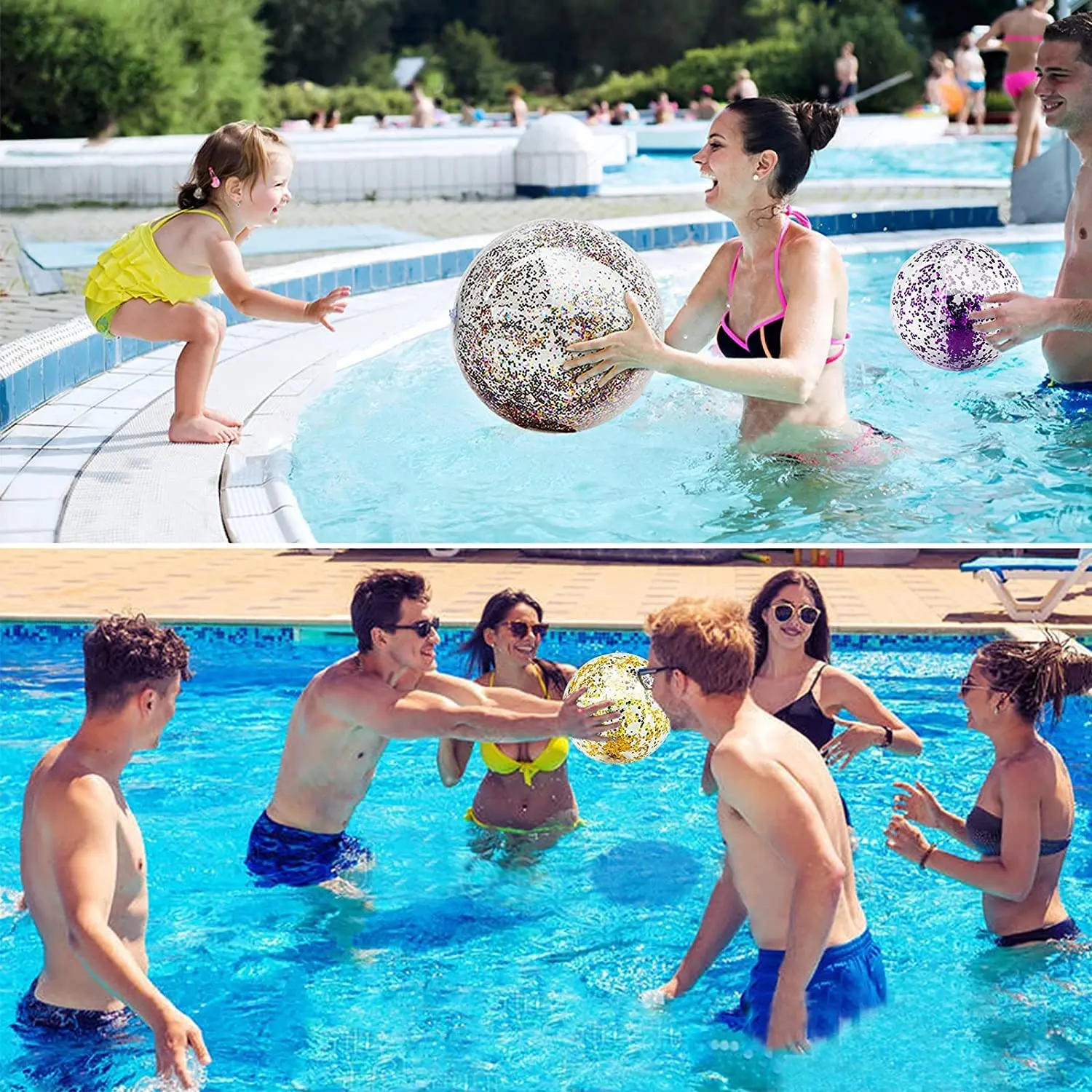 Water Beach Toys Inflatable Ball Outdoor Summer Party Favors Confetti Glitters Inflatable Clear Giant Beach Ball