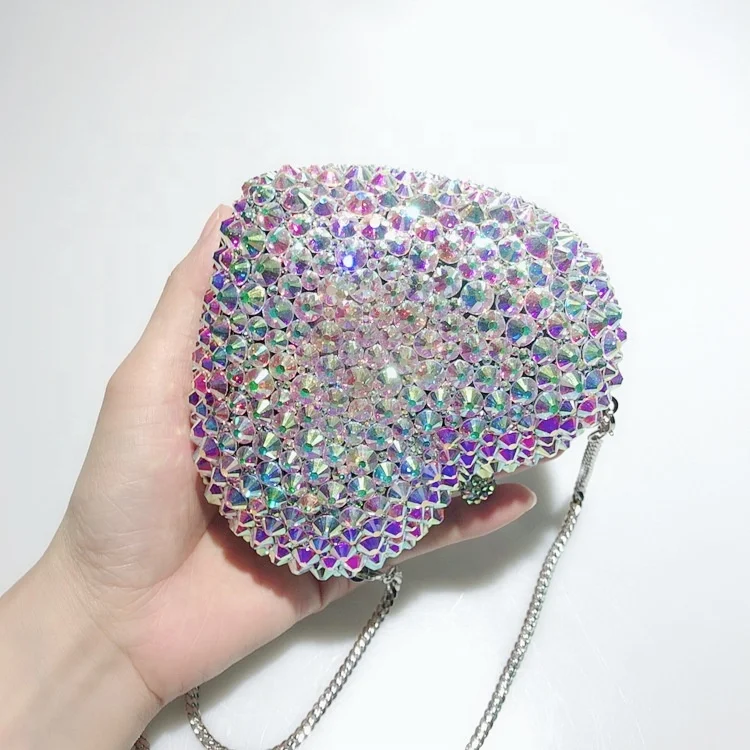 Amiqi MRY109 High quality handmade heart shape crystal and rhinestone evening bags
