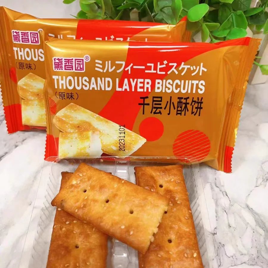 Wholesale Chinese Snack Puff Food Pastry Healthy Exotic Biscuit Baked Goods Cookies Baklava Wheat Protein Grain Cracker