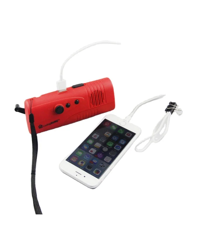 Factory outdoor dynamo powered rechargeable hand crank radio emergency radio with  torches and phone charger