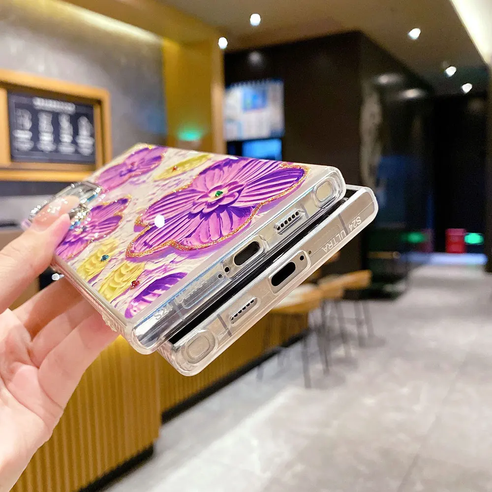 Laudtec Sjk947 Oil Painting Flower Phone Case Ladies Fashion Iphone Cases Luxury Cover For Samsung S25 S24 S23 Fe Plus Ultra