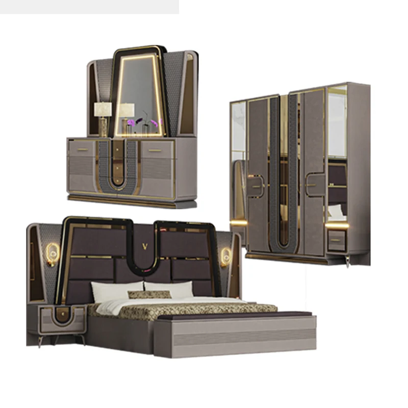 Ensembles De Meubles De Chambre A Coucher Complet Modern Luxury Queen Bed Room Wooden Full King Size Bedroom Furniture Set