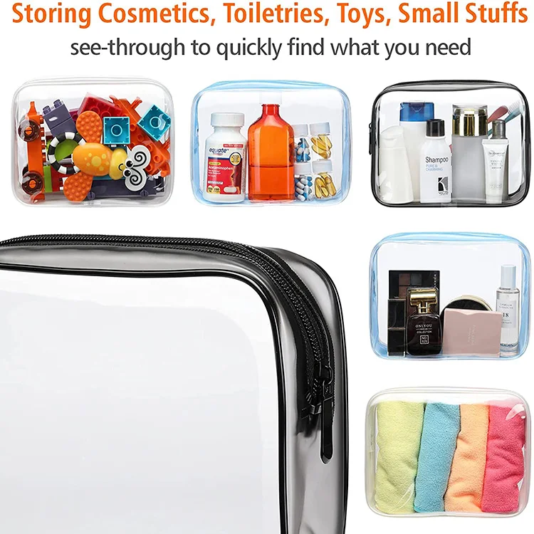 Waterproof Colorful Toilet Travel Pouch Tote Travel Toiletries Bags Portable Transparent PVC Cosmetic Bag