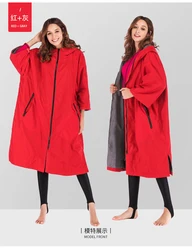 Waterproof custom surfing poncho towel dry changing robe with warm fleece