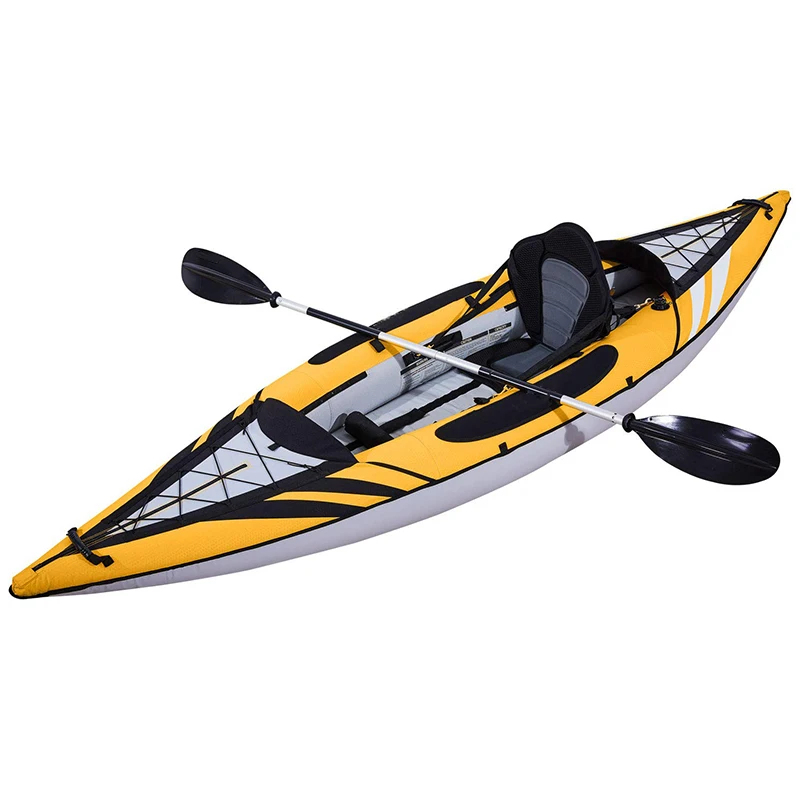 Inflatable Recreational Touring Kayak with EVA Padded Seats with High Back Support, Includes Paddles, Pump
