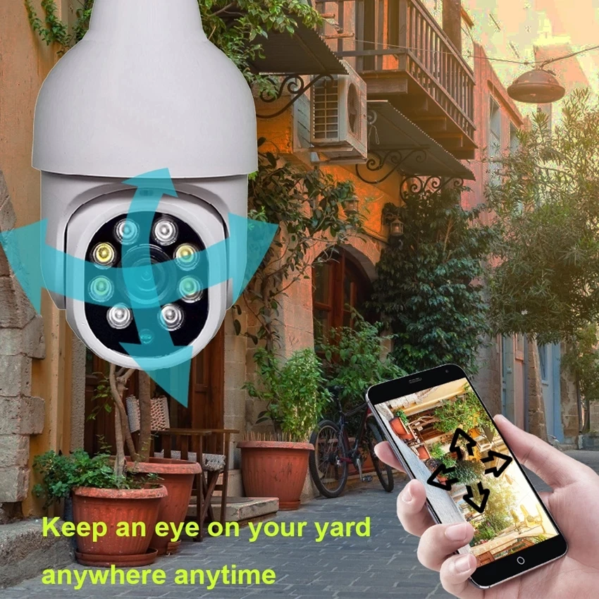 factory new model TUYA APP 5MP PTZ Wifi Camera Bulb light Socket Security  for Smart Home  CCTV Camera auto tracking camera