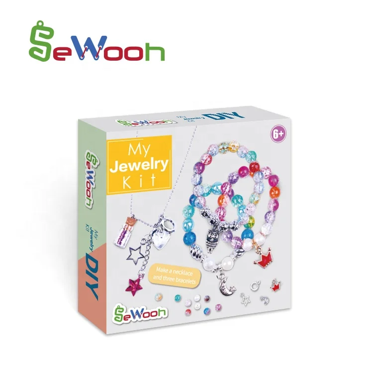 Изготовление 1 ожерелья и 3 браслетов для детей «DIY» хрустальные бусины художественное ремесло ювелирного