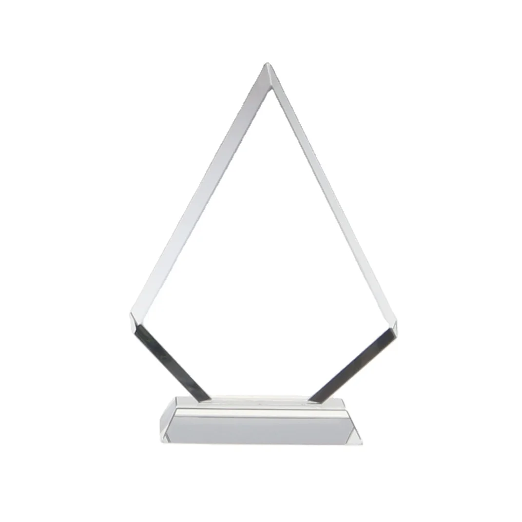 Blank Beveled Shield Crystal Plaque with Base;Beveling K9 Crystal Glass Block for Trophy Making;Clear Crystal Blank Award