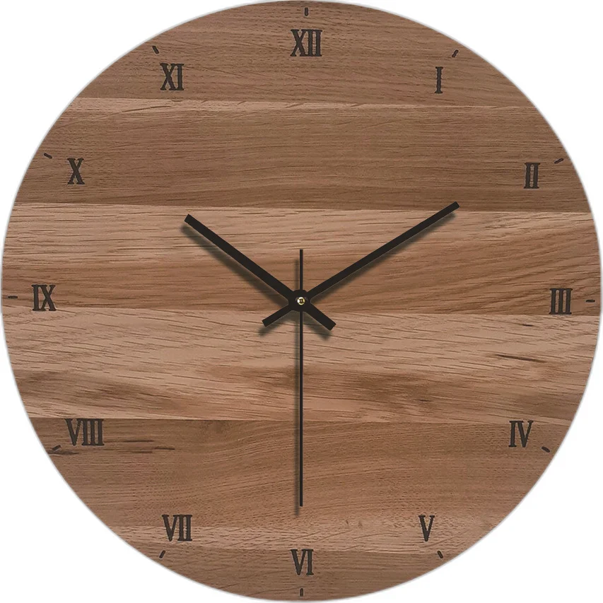 Modern Wooden Wall Clock Customizable Natural Wood with Circular Shape Single Face for Home Decor