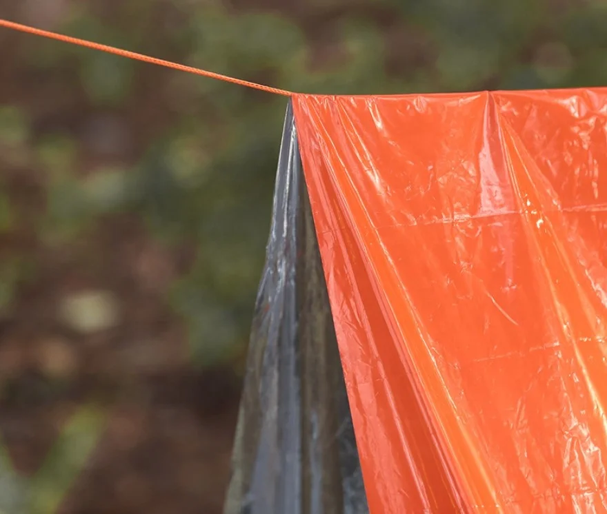 Outdoor disaster relief tent PE 240*150cm Portable Single-layer Camping triangle tent