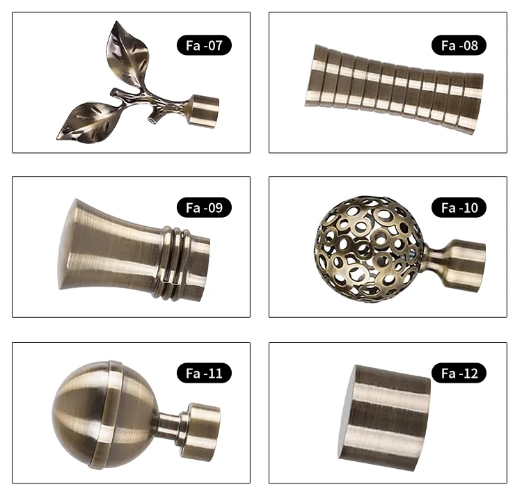 New Product Home Decor Metal Curtain Poles With Accessories,Antique Brass Double Curtain Rod