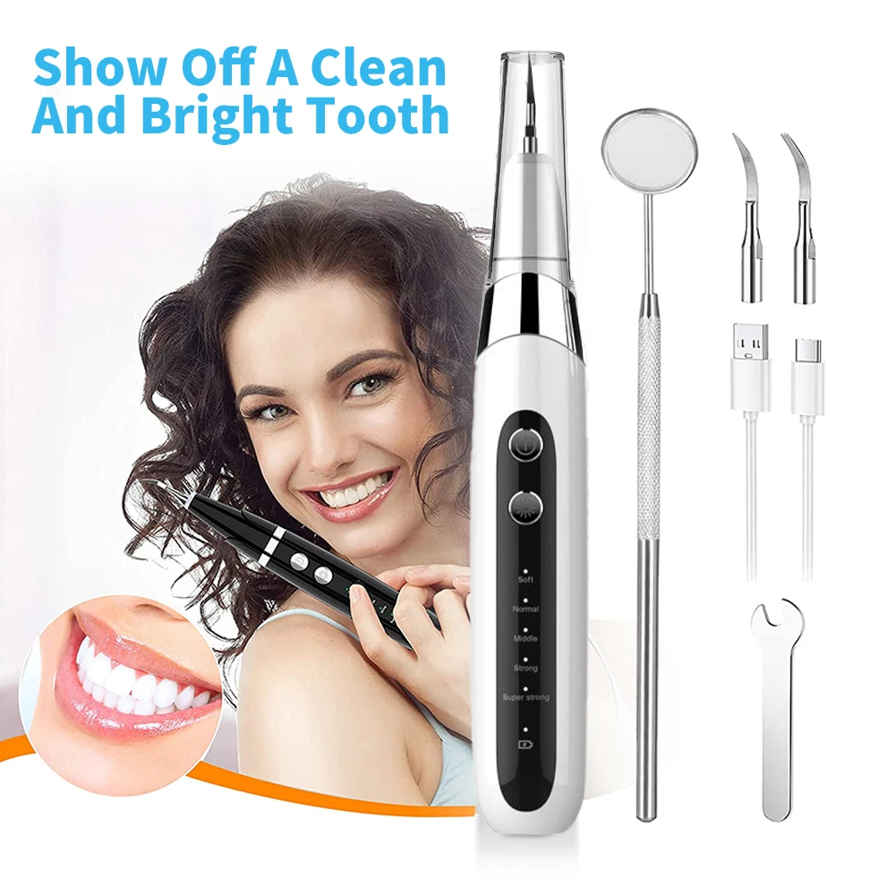 New Electric Ultrasonic Portable Remover Stains Tartar Plaque Whitening With 5 Modes 40KHZ Ultrasonic Dental Scaler