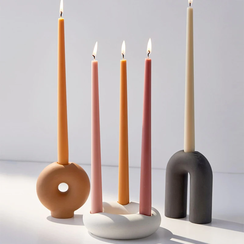 Cheap wedding decoration unique candle stick holders creative doughnut shape modern design decorative ceramic candle holders