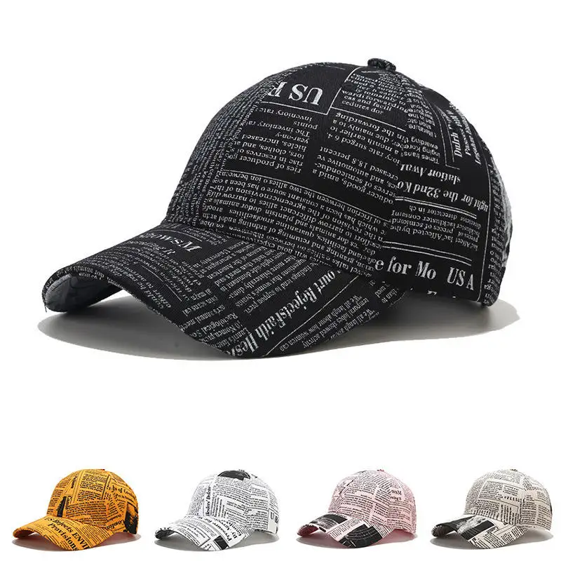 Newspaper Printing Cap Wholesale Man Custom Baseball Sports Caps with Logo