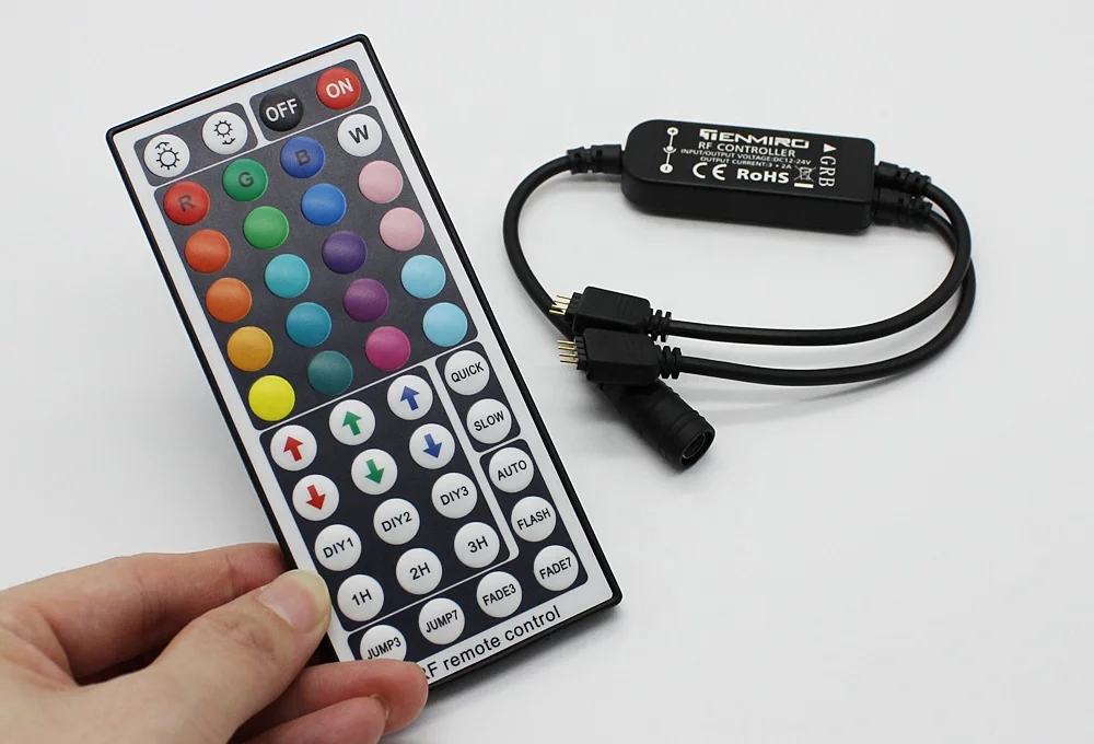 Customized 1-44 Buttons 2 Interface LED Light 10M 300 Lamps 5050 RGB 44 Keys Wireless RF Remote Control for Decorative Lights