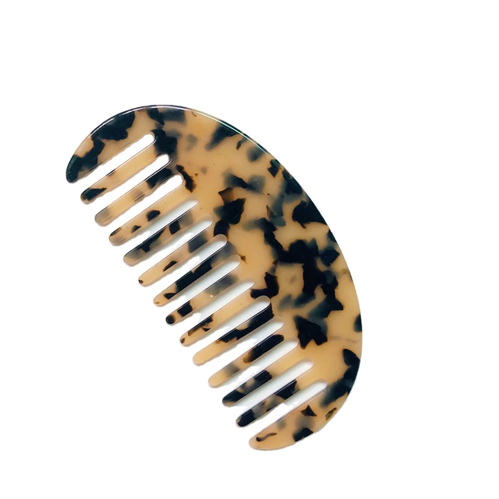 2022 New Design Wave Anti Static Detangle Acetic Acid Portable Leopard Hair Combs Fashion Exquisite Acetate Plate Hair Comb