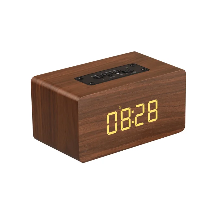 E-trends Best Price 2 In 1 Portable Type Wood Bluetooths Speaker And Alarm Clock