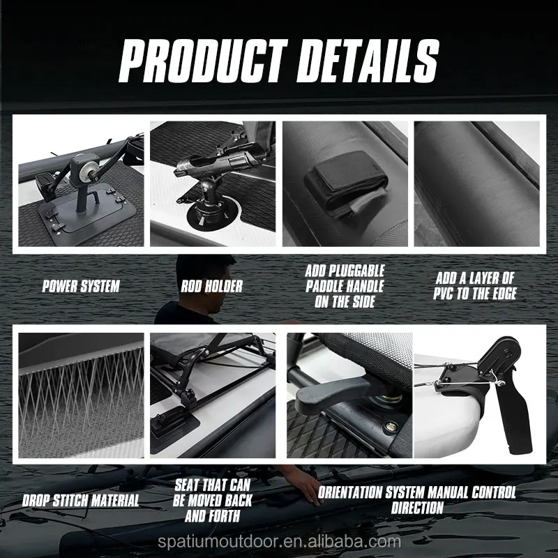 Spatium New arrival Cheap Single Person Sit On Top Fishing Pedal Drive Kayak With Aluminum Kayak Seat