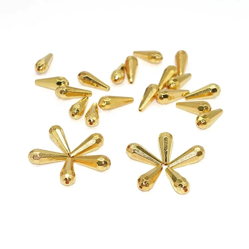 Пластиковые Бусины, Заводские бусины в форме капли CCB, блестящие золотистые бусины