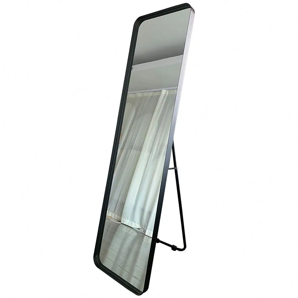 Молотые алмазные напольные зеркала полная длина большой размер античная передняя поверхность металлическая рама напольное свободно стоящее