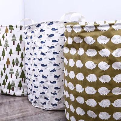 Wholesale  Laundry Basket Hamper Cotton Fabric Laundry  Nursery Toy  Storage Basket for Clothes Storage