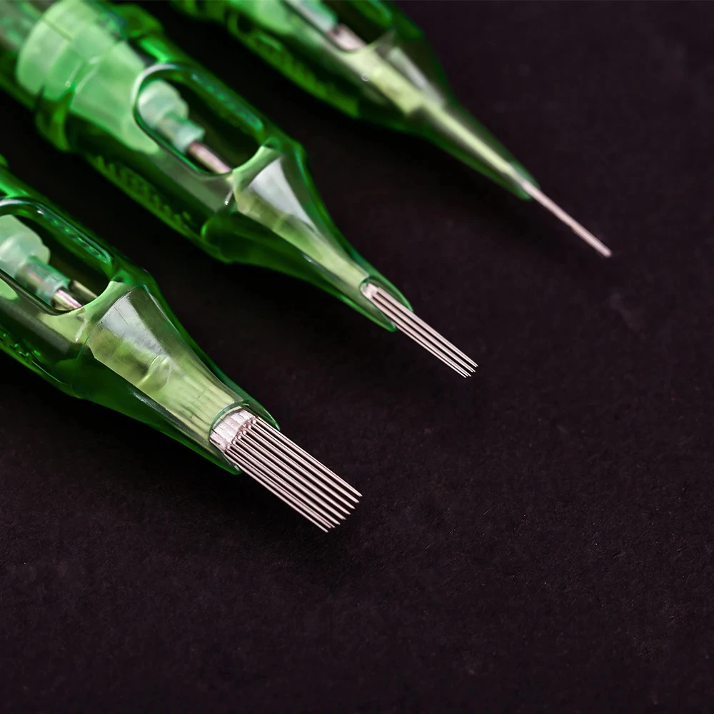 Ambition Sterilized Safety 20pcs 0.25mm/0.3mm/0.35mm Round Liner Disposable Cartridges Curved Magnum Tattoo Needles Wholesale