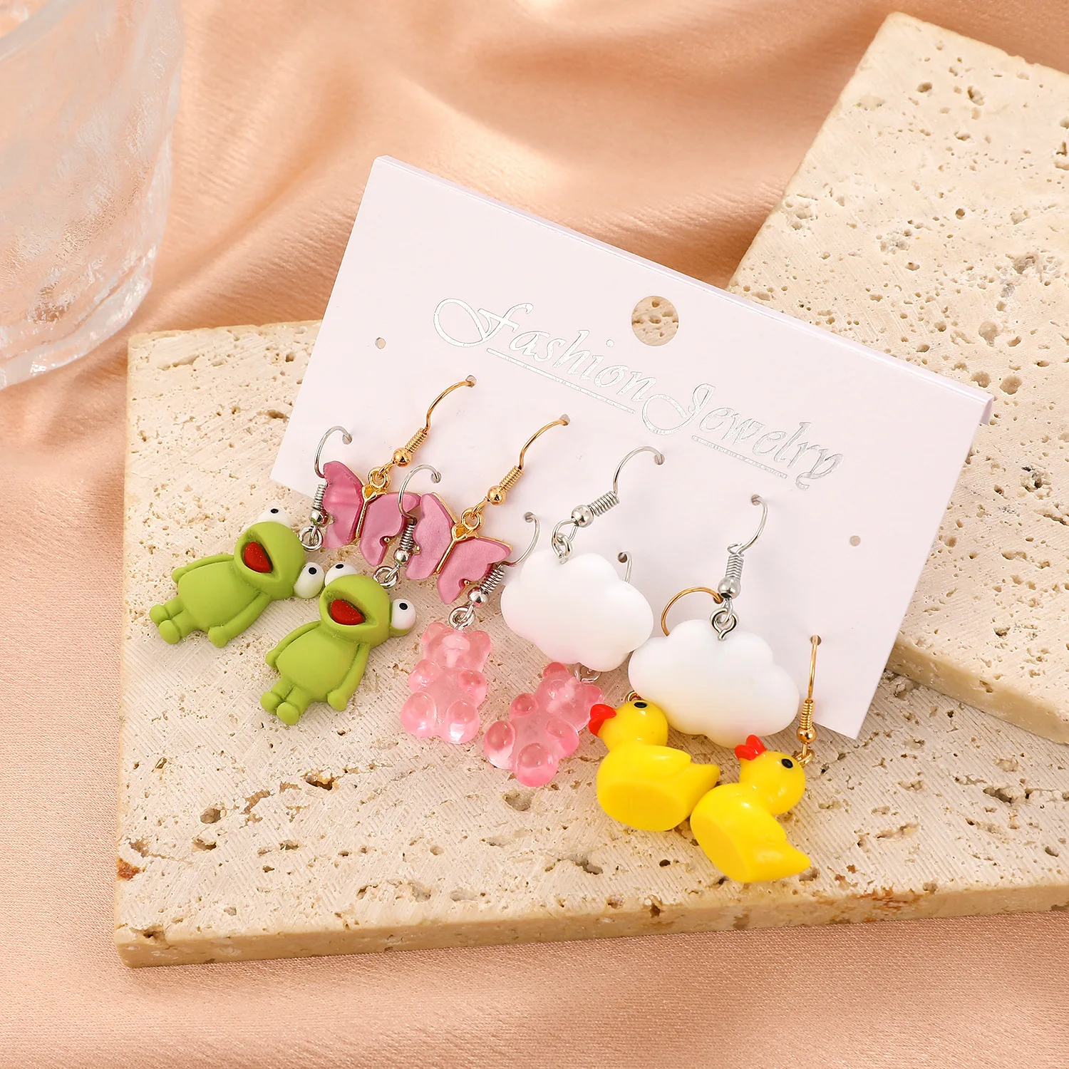 fashion acrylic 2022 trend set of earrings jewelry butterfly frog resin animal cute women earrings set