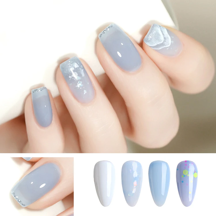 Colors gold foil top coat uv egg colored flake base nail polish