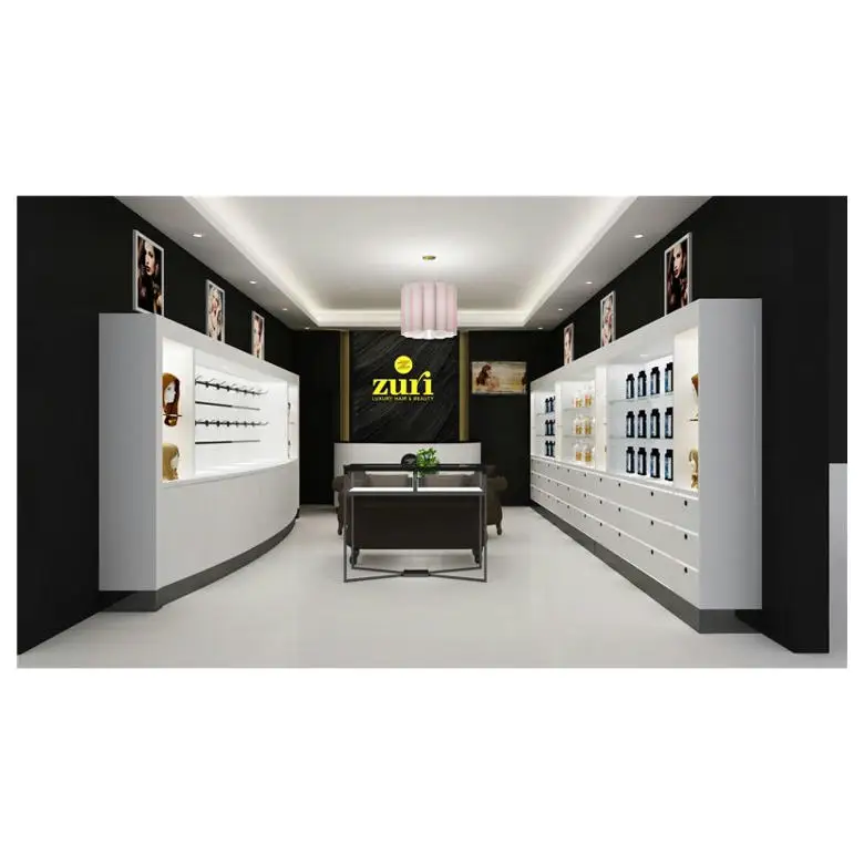 Wood Wig Shop Design Furniture Hair Product Display Cabinet Hair Beauty Store Design