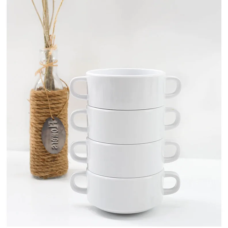 Modern thick bottomed white melamine tableware soup bowl soup breakfast bowl carving technology stackable