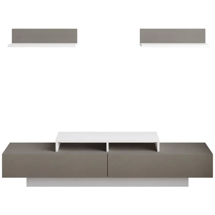 Living Room Furniture Modern European Shelf Television Stand Grey Entertainment Center Tv Cabinet with wall hanging shelf