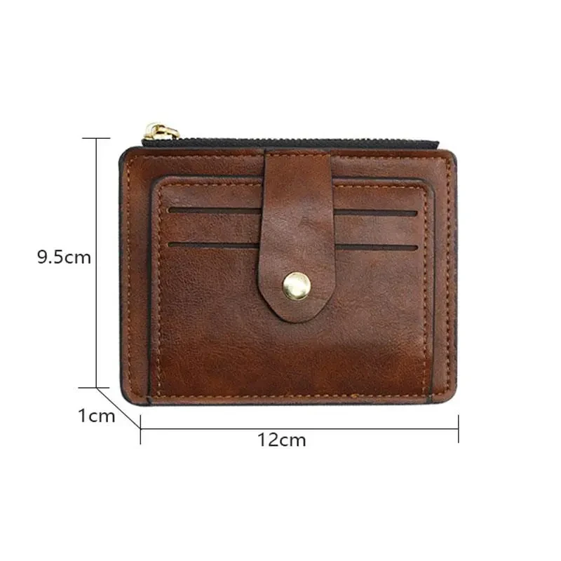 Minimalist PU Leather Wallet Credit Card Holder Short Wallets Unisex Fashion Zippers Coin Purses Drops-hip Wallet