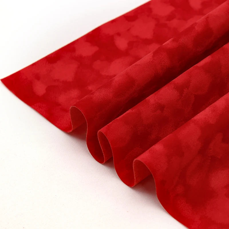 New Design Red Color Jewelry Box Interlining Yellow Crushed Velvet Fabric Spunlace Sticky Flocking Material