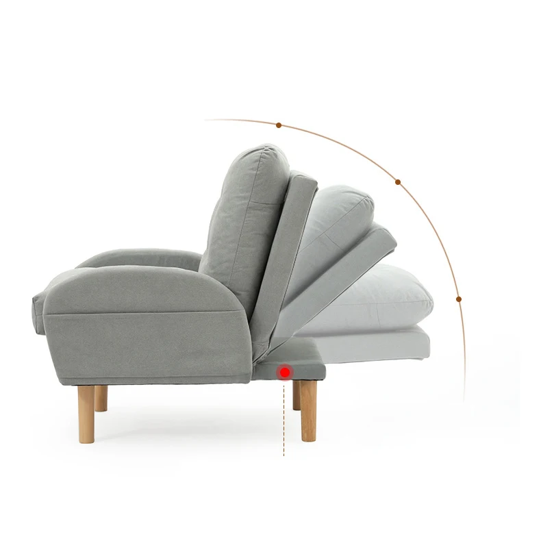 
Wooden Reclining Fabric Bed Seater Sofas Chairs Bed Seat Lounge Folding Single Sofa with Stool 