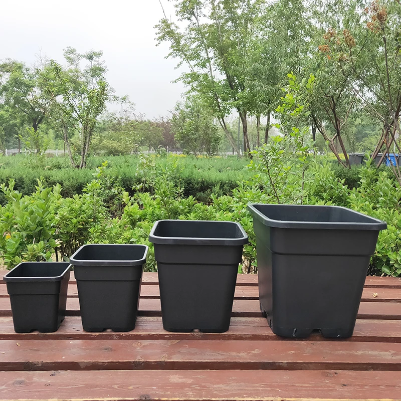 Factory wholesale Durable Seeding Square Citrus De Fleurs 1 2 3 5 6 7 10 15 20 25 Gallon Black Plant Pots Plastic Planter