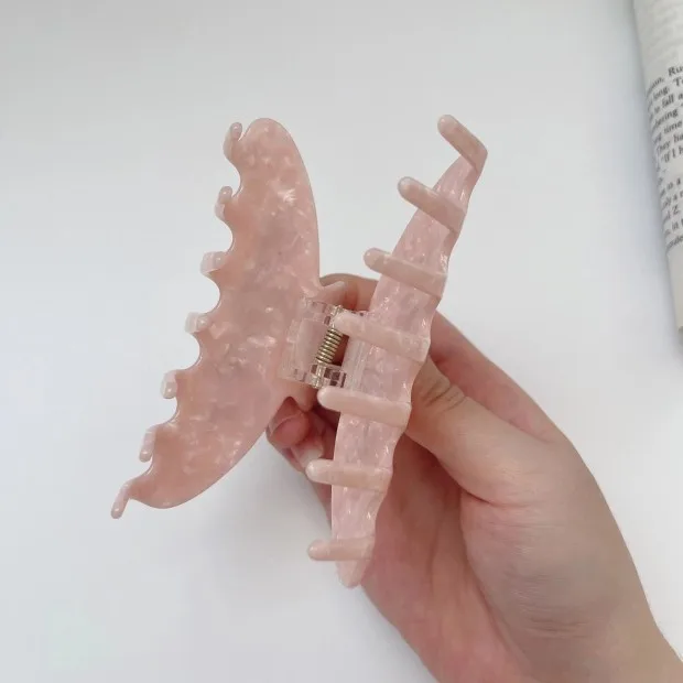 HC400D High quality customize logo  rhinestone name hair clip claw wholesale personalized cellulose acetate hair claw for women