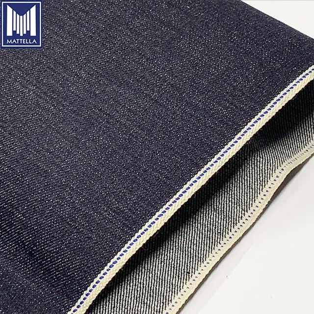 100% Cotton Material and 15-16oz Weight stretch denim fabric with colours selvedge