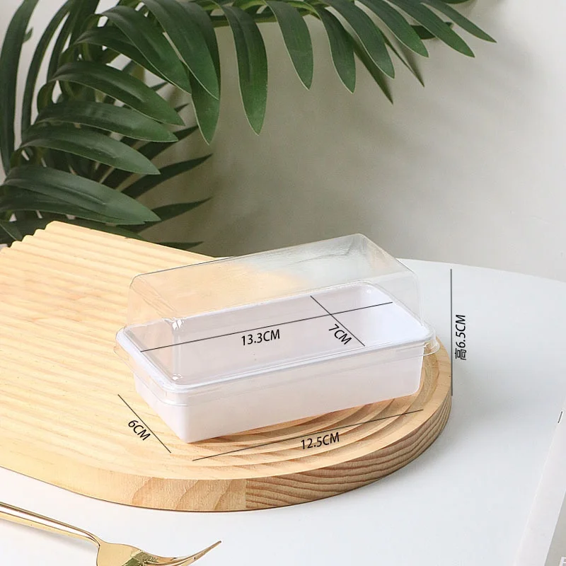 Square Plastic White Sandwich Box with Transparent Lid for Food Packing Food Grade Disposable Sandwich Bread Container